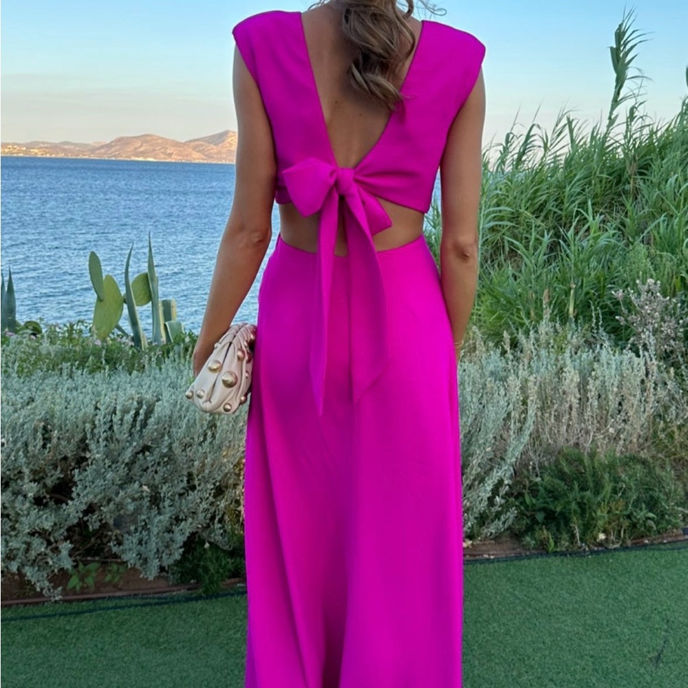 Monique Lhuillier Vibrant Pink Maxi Dress - Picture 3 of 7